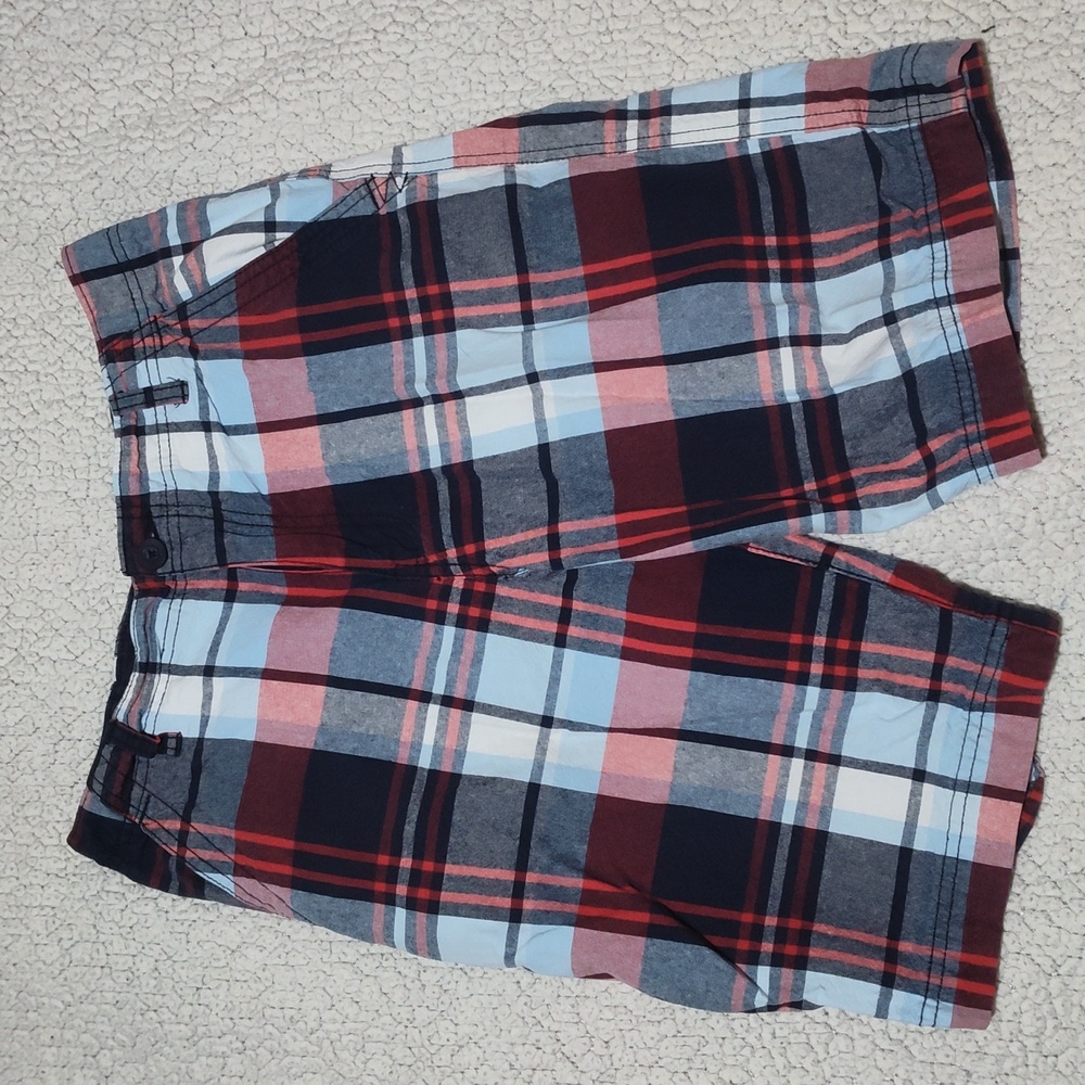 Faded Glory Boys Size 16 Red and Blue Plaid Shorts